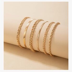 Gold Layered Chain Bracelet Set - Women Jewelry NEW WITH TAGS